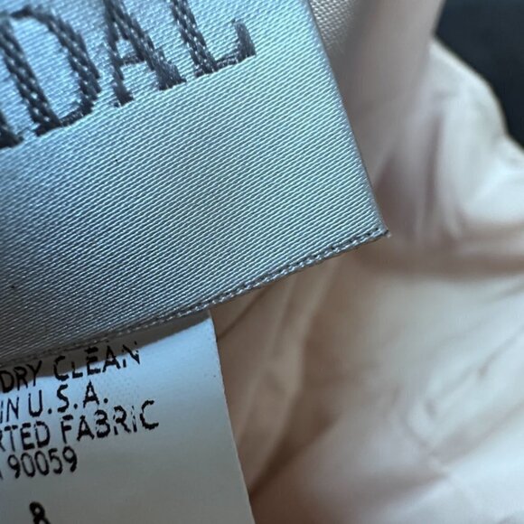 Davids Bridal Size 8 Prom Black Lace Taupe Strapless Midi Dress Short - Picture 5 of 6